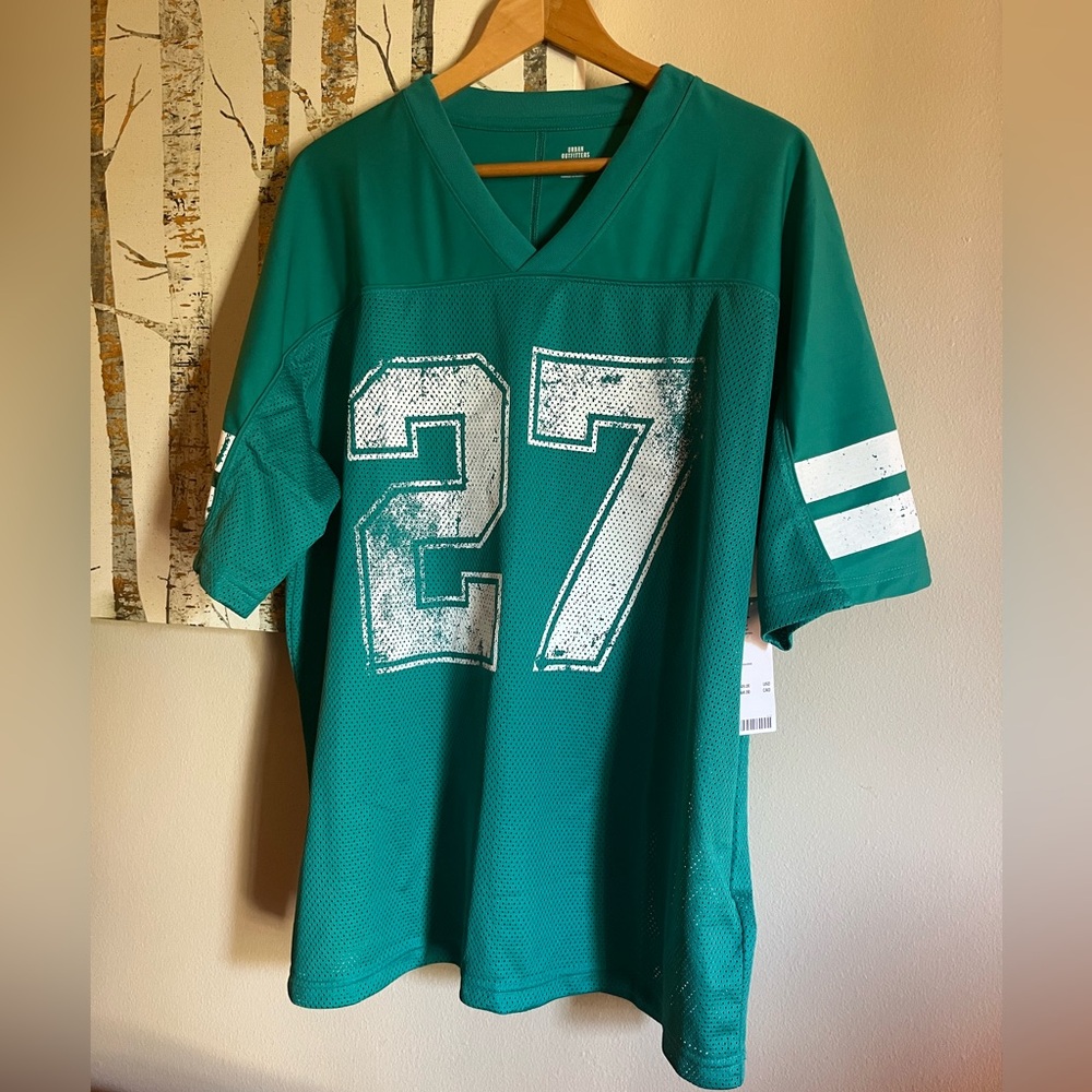 Urban Outfitters mesh football jersey teal size large